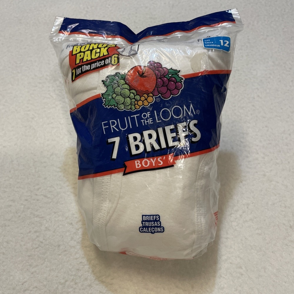 Vintage Fruit of the Loom Boys Briefs Size 12 Pack Of 7 White New Old Stock